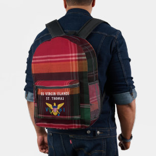 US Virgin Islands Flagge St. Thomas USVI Madras Bedruckter Rucksack