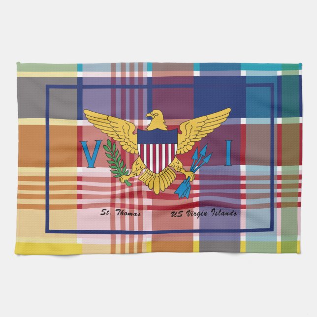 US-Virgin-Islands-Flagge St. Thomas USVI Madras Geschirrtuch (Horizontal)