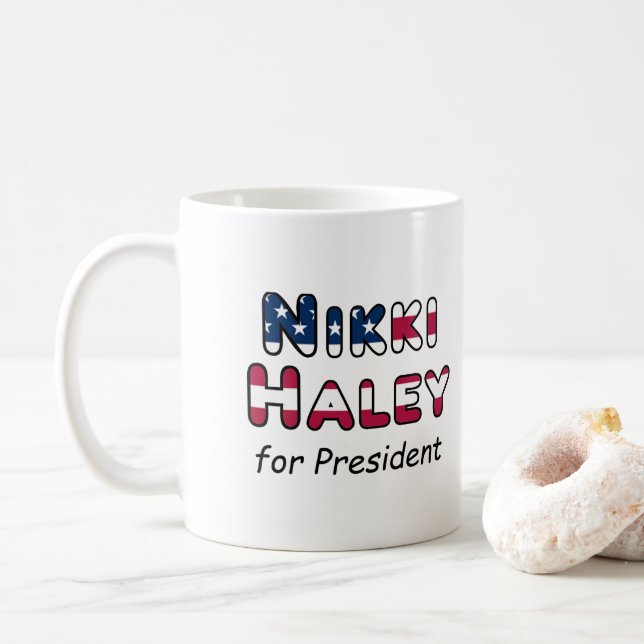 US-Wahl 2024 Nikki Haley zum Präsidenten Kaffeetasse (Mit Donut)