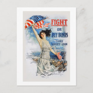 US War Bonds Fight Buy Third Liberty Loan WWI Postkarte
