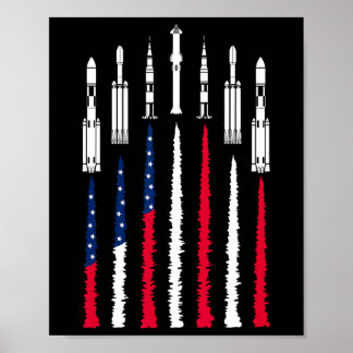 US-Weltraumraketen 4. Juli Männer Frauen Kinder lu Poster