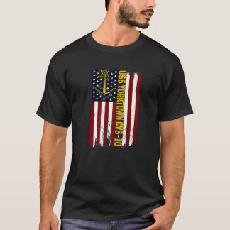 US Yorktown CVS-10 Aircraft Carrier American Flag T-Shirt