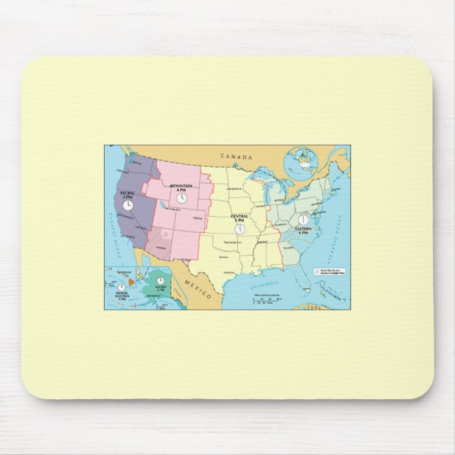 US-Zeit-Zonen Mousepad (Vorne)
