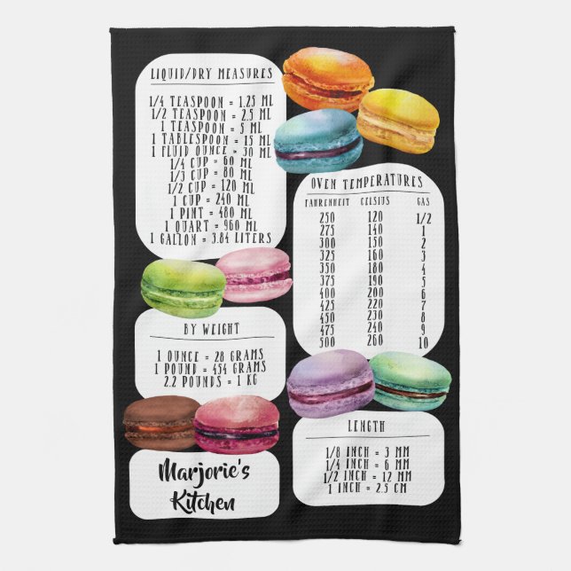 US zu Metric Kitchen Conversions Macarons Geschirrtuch (Vertikal)