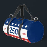 USA 1776 2026 250 Anniversary Red White Blue Duffle Bag<br><div class="desc">Celebrating the USA's 250th anniversary. Front: These red, white, and blue duffle bags have the word 'USA' in the center. The years 1776 and 2026 are next to USA. The top stripe is blue and has white stars. The center stripe is white. The bottom stripe is red with white stars....</div>