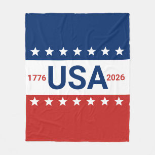 USA 1776 2026 250. Jahrestag Rot Weiß Blau Fleecedecke