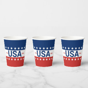 USA 1776 2026 250. Jahrestag Rot Weiß Blau Pappbecher
