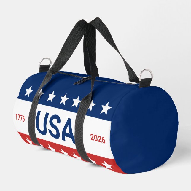 USA 1776 2026 250. Jubiläum Rot Weiß Blau Duffle Bag (Linke Seite)