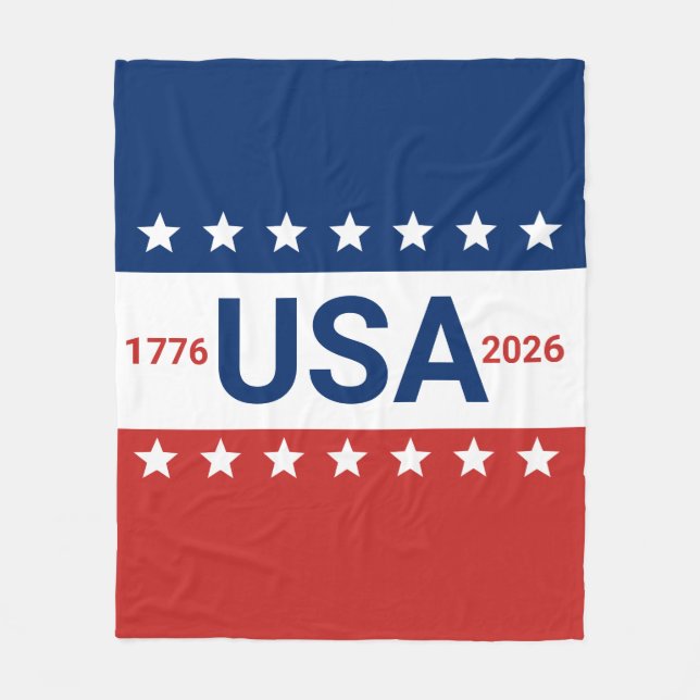 USA 1776 2026 250th Anniversary Red White Blue Fleecedecke (Vorderseite)