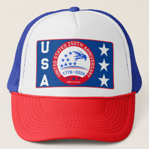 USA 1776-2026 Adler-Emblem - Rot-Weiß-Blau-Mesh Truckerkappe