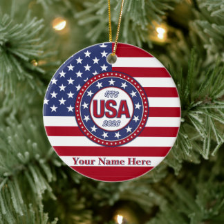 USA 1776 - 2026 Mit USA-Flagge Keramik-Ornament Keramik Ornament