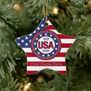 USA 1776 - 2026 Mit USA-Flagge Keramik-Ornament Keramik Ornament