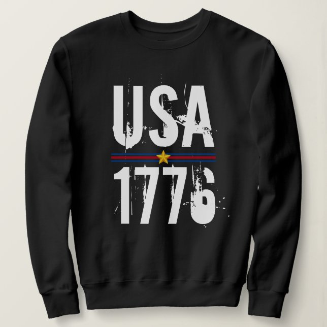 USA 1776 Schwarz Sweatshirt (Design vorne)