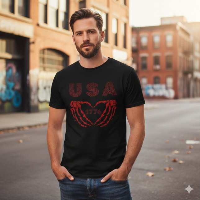 USA 1776 Skeleton Heart Hands Patriotic T-Shirt Tri-Blend Shirt (Von Creator hochgeladen)