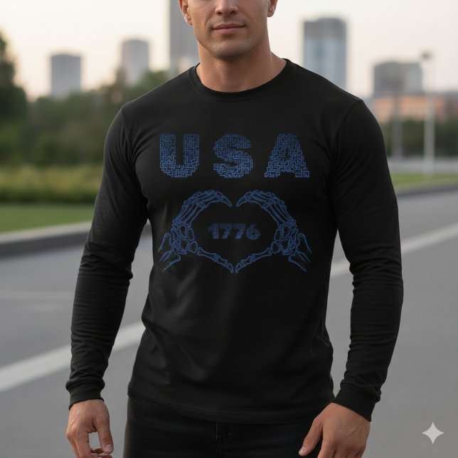 USA 1776 Skeleton Heart Hands Patriotic Tee (Von Creator hochgeladen)