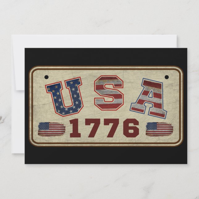 USA 1776 Vintage amerikanische Flagge Einladung (Vorderseite)