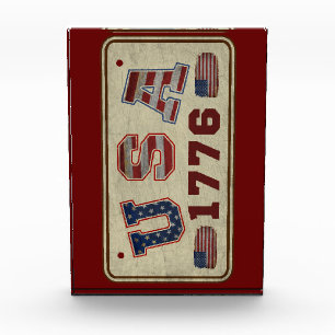 USA 1776 Vintage amerikanische Flagge Fotoblock