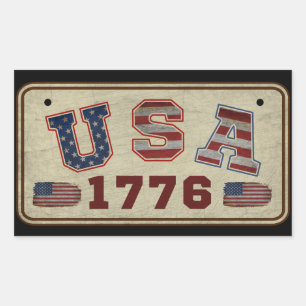 USA 1776 Vintage amerikanische Flagge Rechteckiger Aufkleber
