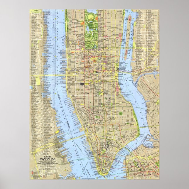 " USA: 1964/heute NYC - Manhattan Reise Karte Poster (Vorne)