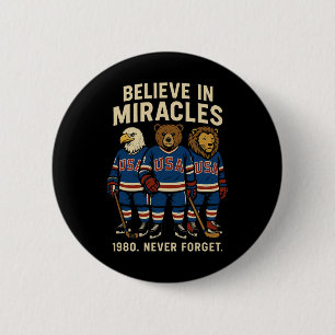 USA 1980 Eishockey Retro-Tiere  Button