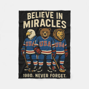 USA 1980 Eishockey Retro-Tiere Fleecedecke