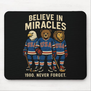 USA 1980 Eishockey Retro-Tiere Mousepad