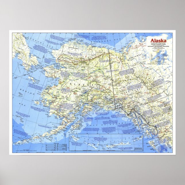 " USA: 1984/heute Alaska - Detaillierte Karte Poster (Vorne)