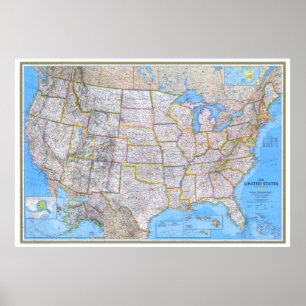 " USA: 1993/heute - Detaillierte MAP ... Poster