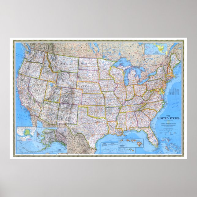 " USA: 1993/heute - Detaillierte MAP ... Poster (Vorne)