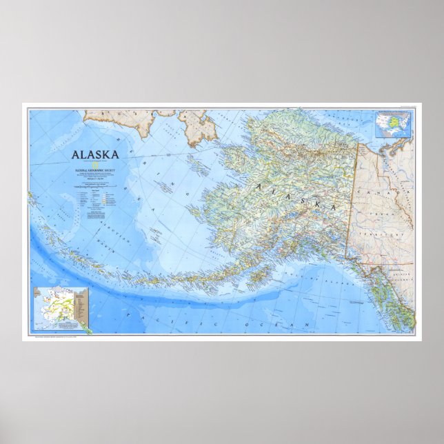 " USA: 1994/heute Alaska - Detaillierte MAP ... Poster (Vorne)