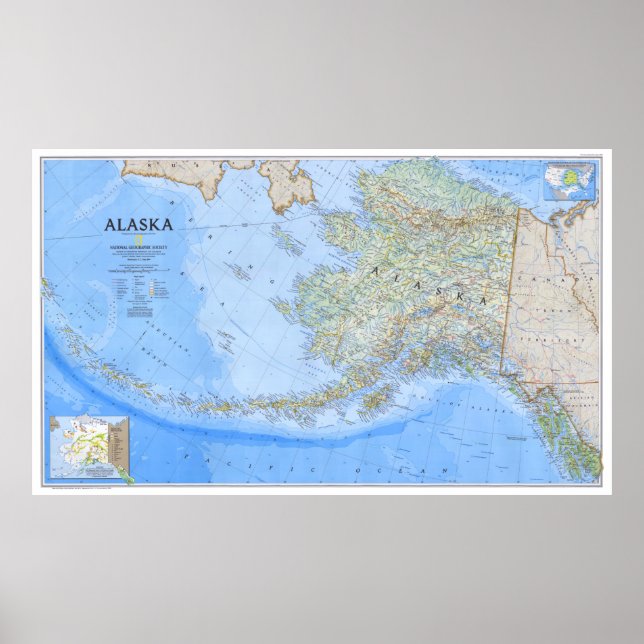 " USA: 1994/heute Alaska - Detaillierte MAP ... Poster (Vorne)