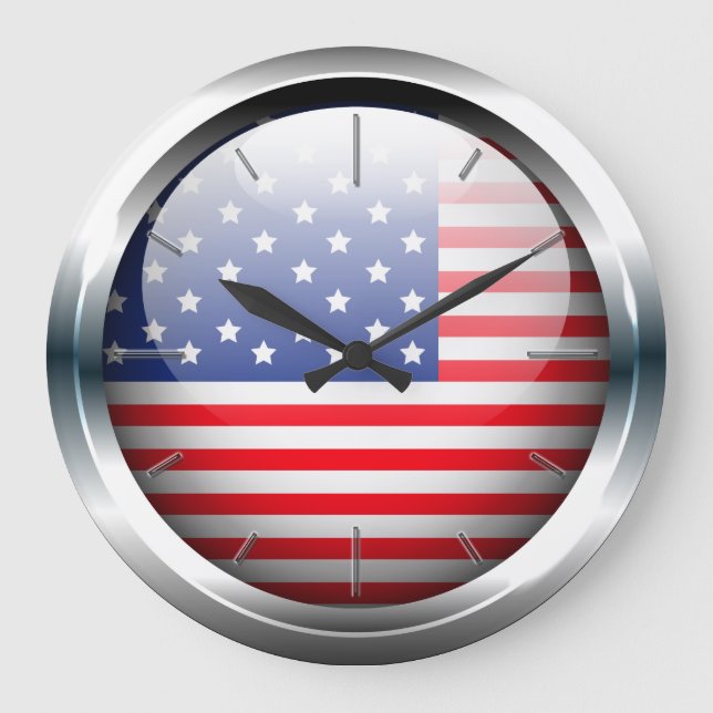 USA 1 Wall Clock (mit Optionen) Große Wanduhr (Vorderseite)