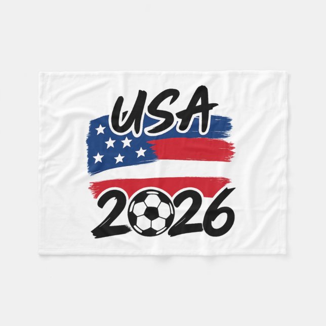 USA 2026 Fußball-Design Fleecedecke (Vorderseite (Horizontal))