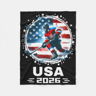 Usa 2026 Hockey Amerikanische Flagge Frauen Männer Fleecedecke