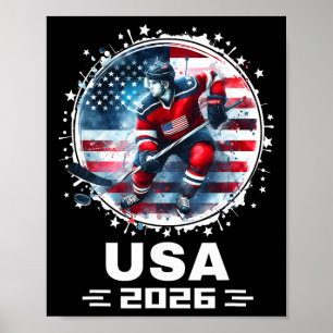 Usa 2026 Hockey Amerikanische Flagge Frauen Männer Poster