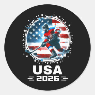 Usa 2026 Hockey Amerikanische Flagge Frauen Männer Runder Aufkleber