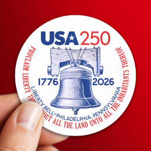 USA 250 - 1776-2026 - Freiheitsglocke Rot Weiß Bla Runder Aufkleber