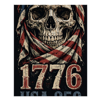 USA 250 1776 Totenkopf Vintage Poster