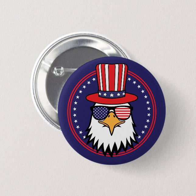 USA 250 4. Juli Patriotischer Adler runder Button (Vorne & Hinten)