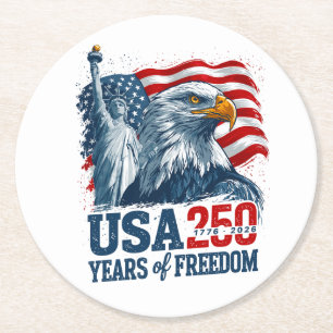 USA 250 America's Semiquincentenl Liberty & Eagle Runder Pappuntersetzer