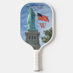 USA 250 Amerikanische Flagge Freiheitsstatue Monog Pickleball Schläger