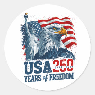 USA 250 Amerikas Semiquincentennial Freiheit & Adl Runder Aufkleber