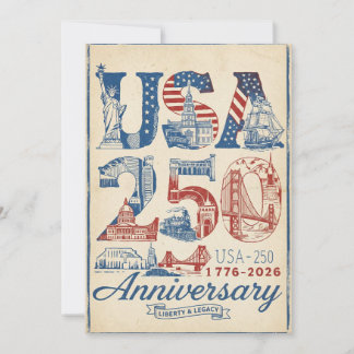 USA 250 Anniversary Vintage retro Americana  Feiertagskarte