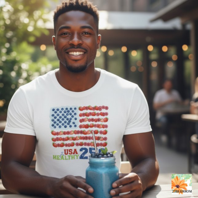 USA 250 Berry Flag Healthy Patriot T‑Shirt T-Shirt (Von Creator hochgeladen)