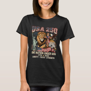 USA 250 Eine Nation unter Gott Löwe Freiheit Glaub T-Shirt