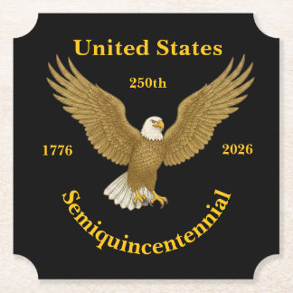 USA 250 Elegant Black Paper Coasters Untersetzer