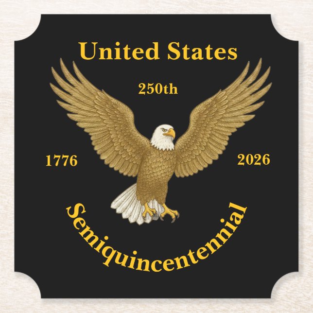 USA 250 Elegant Black Paper Coasters Untersetzer (Vorderseite)