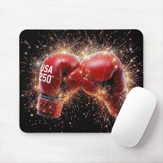 USA 250. Feier mit Red Boxing Handschuhen Mousepad (Mit Mouse)