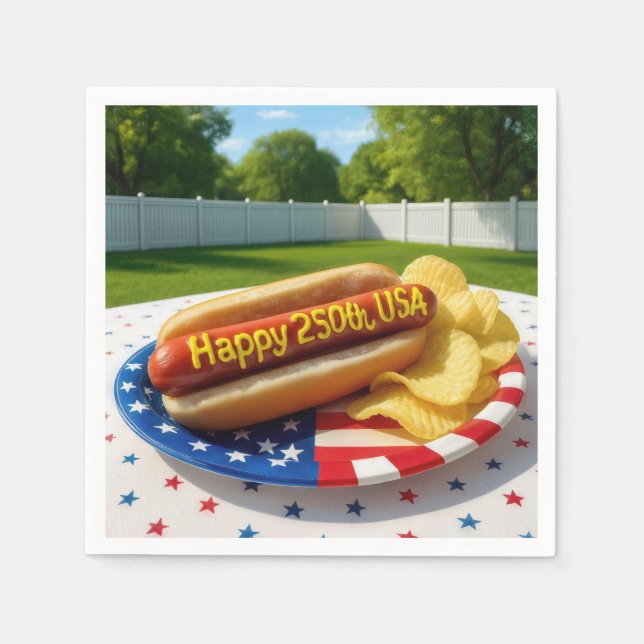 USA 250. Geburtstag Hot Dog Serviette (Vorderseite)