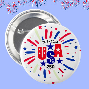 USA 250. Geburtstag Patriotisches Rot Weiß Blau Fe Button